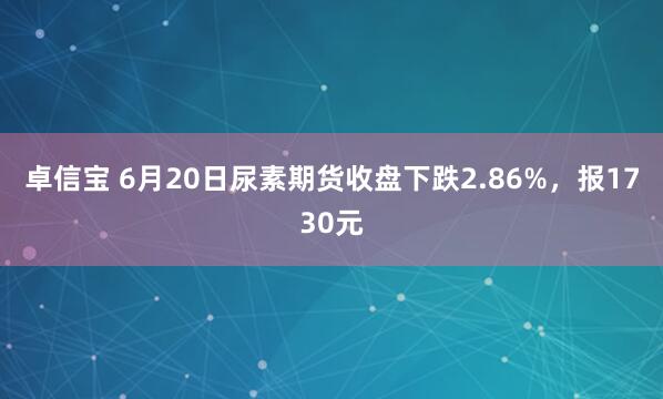 卓信宝 6月20日尿素期货收盘下跌2.86%，报1730元