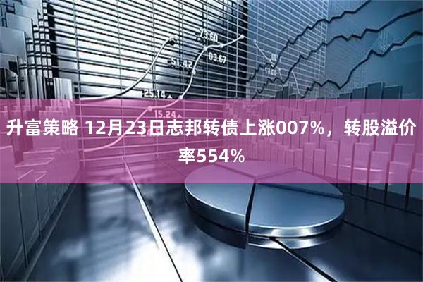 升富策略 12月23日志邦转债上涨007%，转股溢价率554%